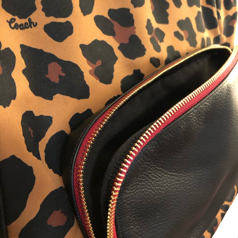 Coach - Leopard Print Tote Bag with Black Accents - Picture 8 of 13
